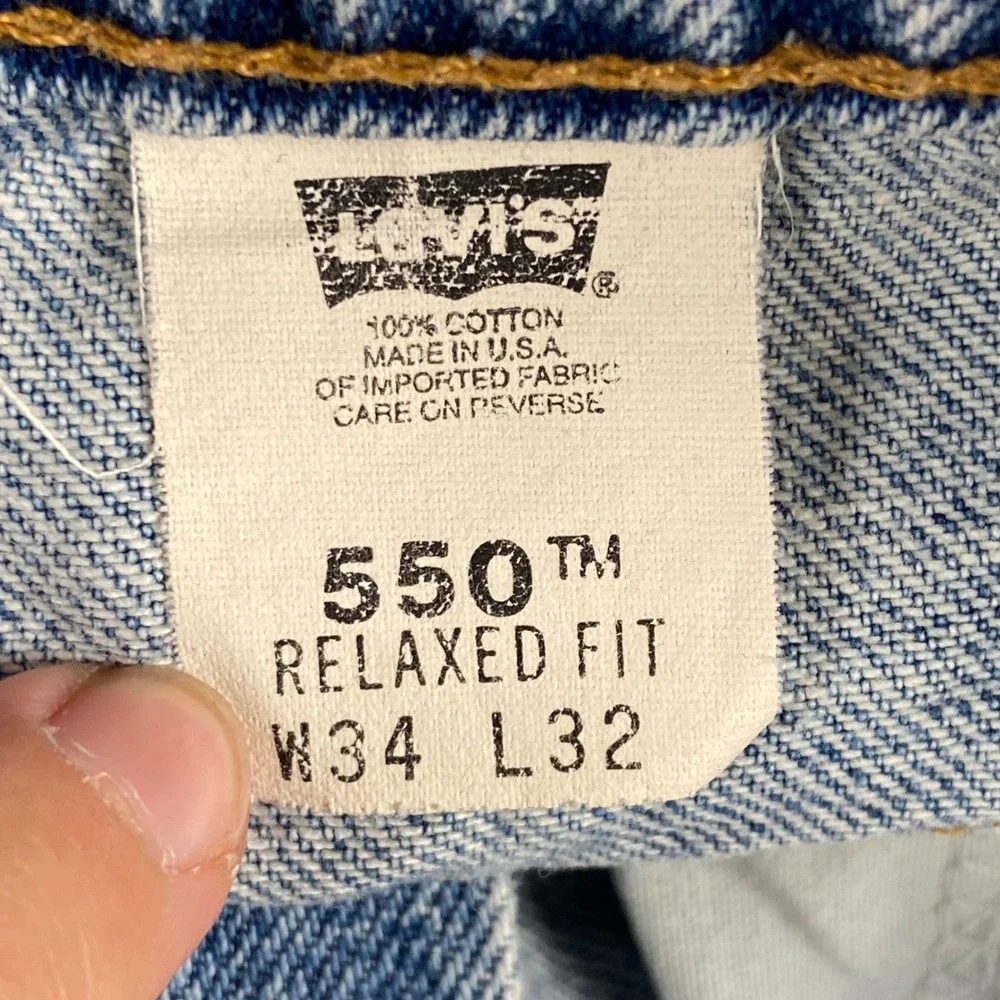Vintage Levi's 550 Jeans Mens 34x32 Blue Relaxed Fit Orange Tab Cotton USA 90s